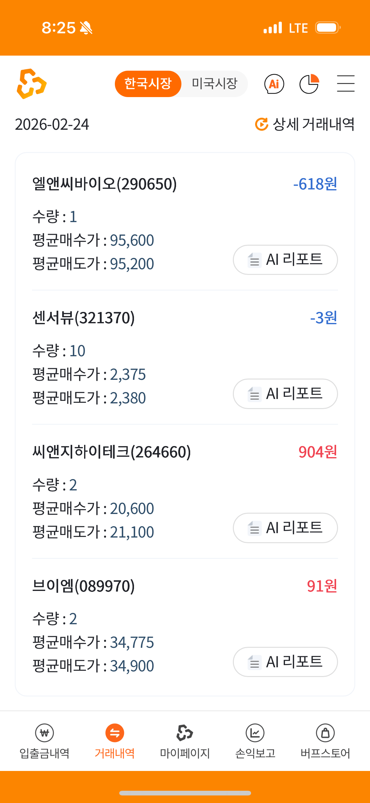 국내주식 어제 투자종목 및 성적