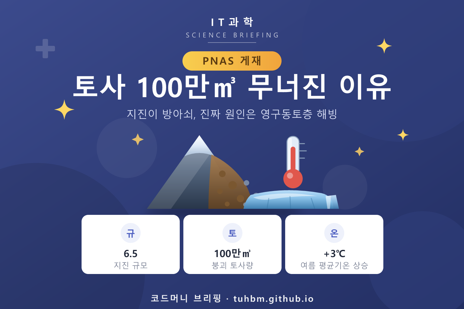 온난화로 약해진 영구동토층과 산사태를 표현한 이미지