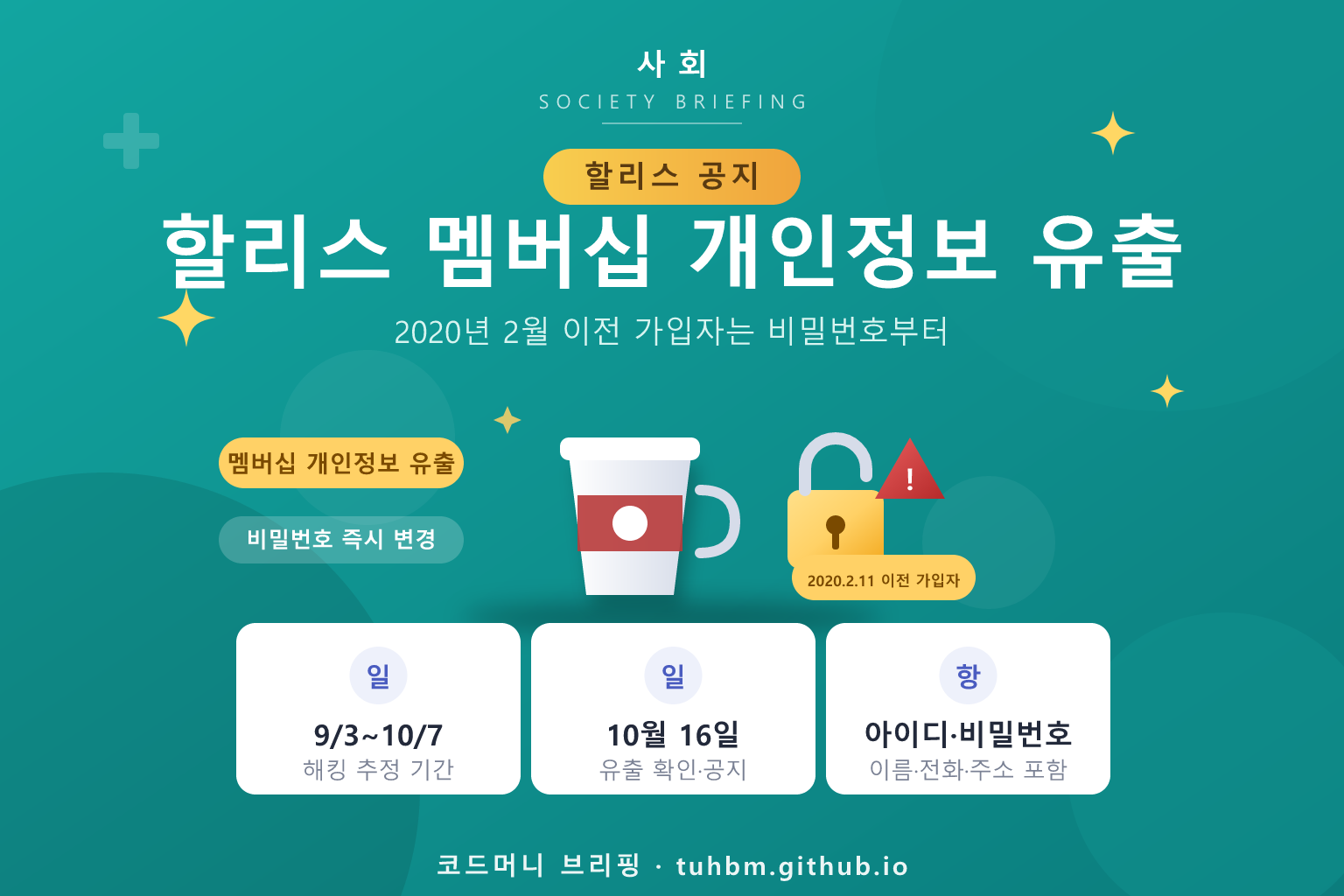 할리스 개인정보 유출 대처를 나타낸 이미지