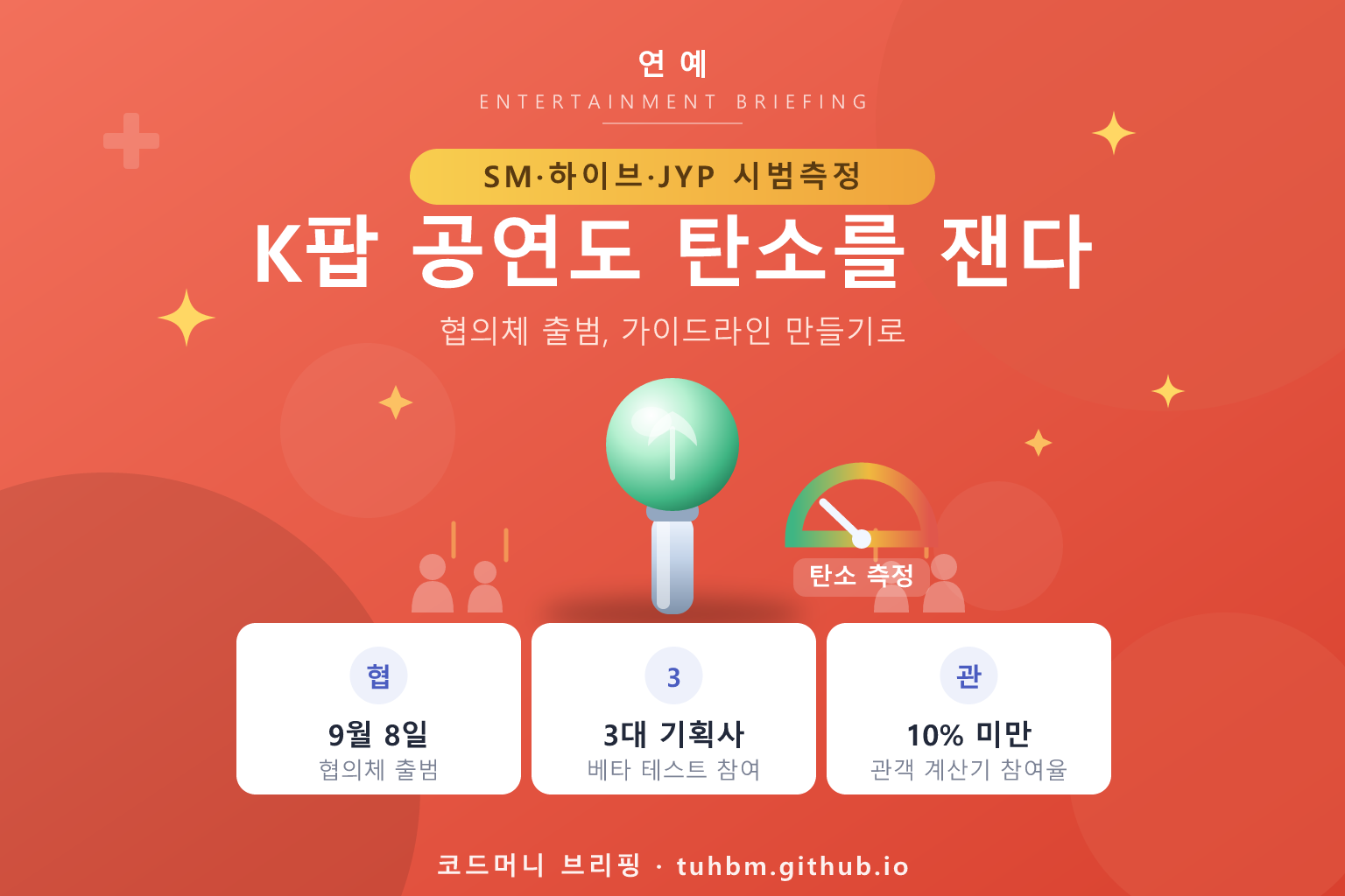 K팝 공연의 탄소 배출을 측정하는 모습을 표현한 이미지
