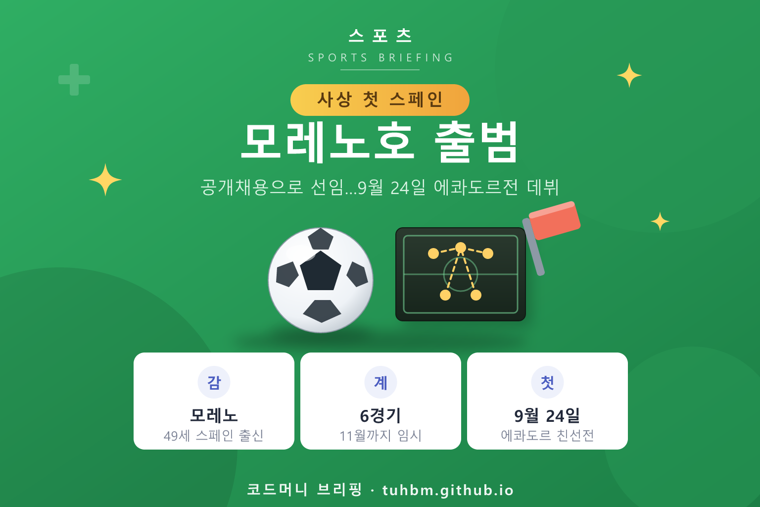 모레노 한국 대표팀 감독 선임