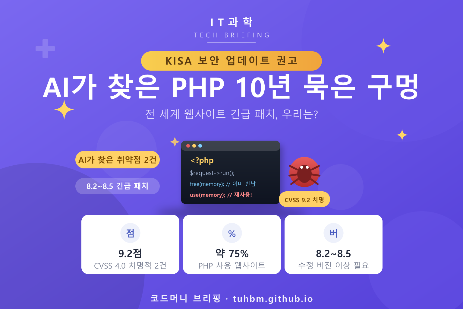 PHP 취약점 긴급 패치를 나타낸 이미지
