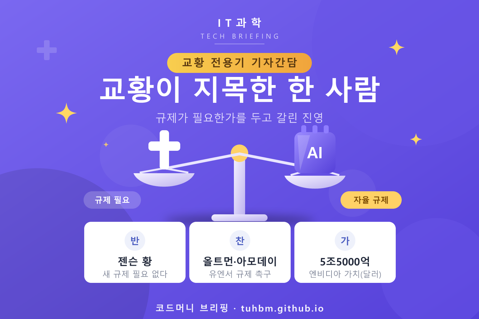 AI 규제를 둘러싼 교황과 엔비디아 CEO의 대립을 나타낸 이미지