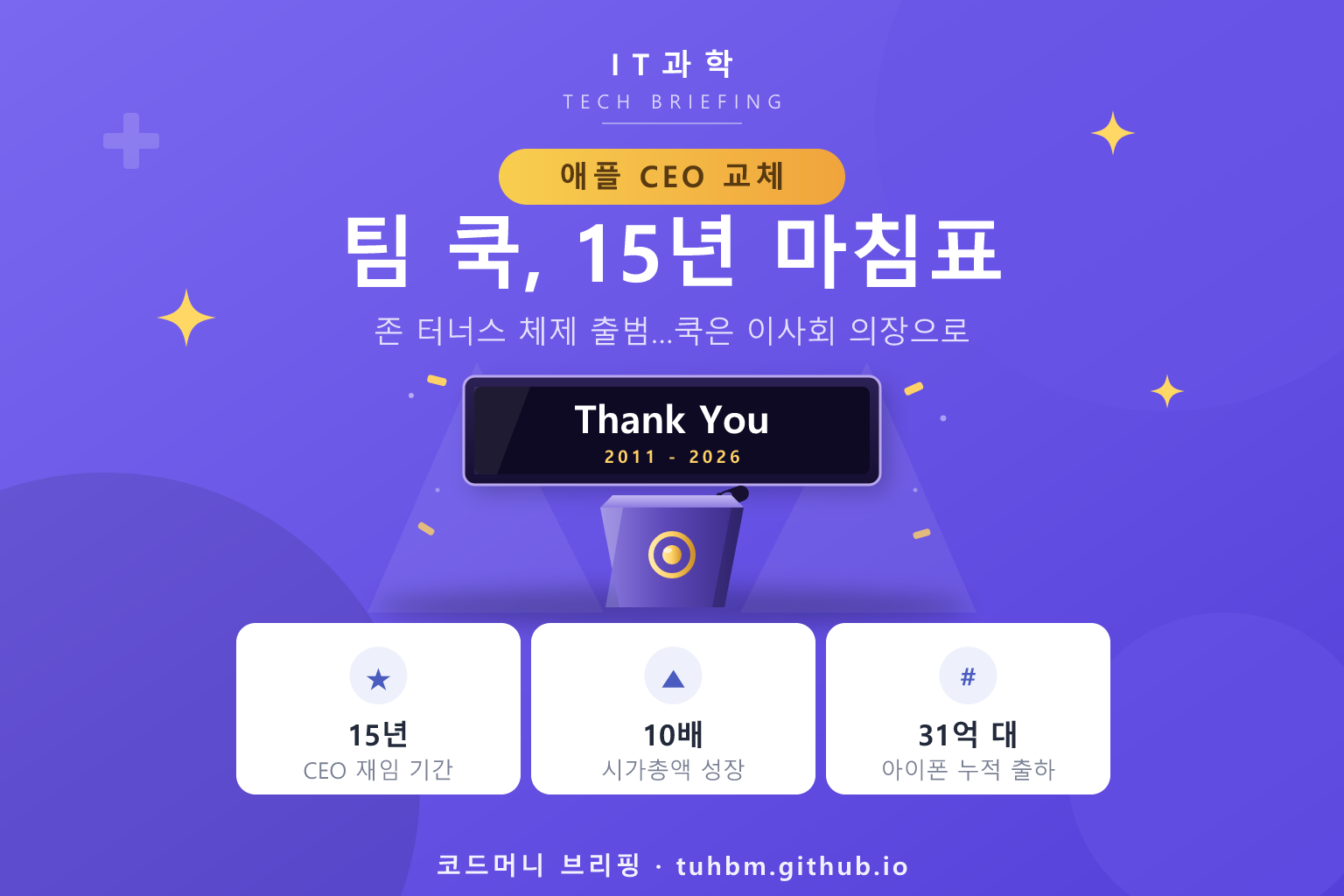 팀 쿡 애플 CEO 퇴임
